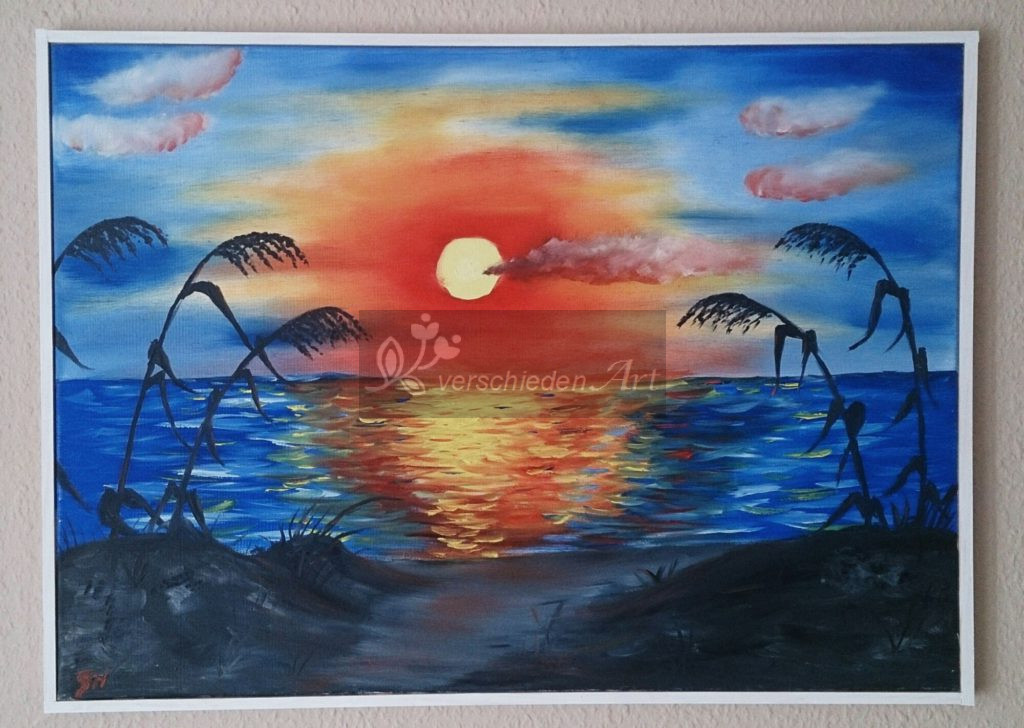 Selbstgemalt:"Zauberhafte Lichtmomente" Ölgemälde auf Leinwand, selbst gerahmt (Frontalansicht)