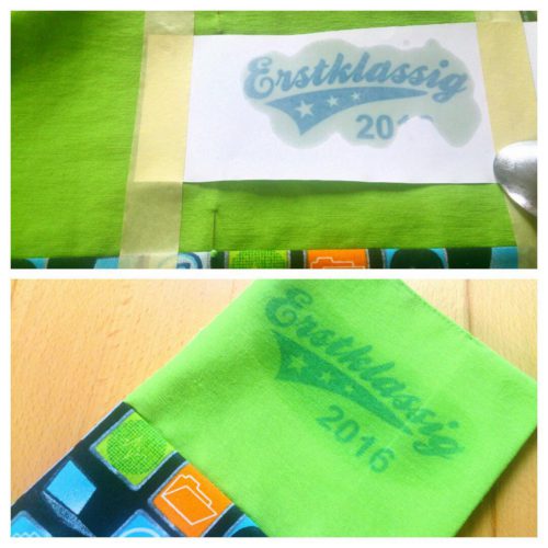 Selbstgenähter Hefteinband: Verschönerung mit Fototransfer