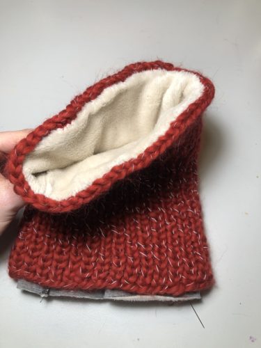 die Unterkante ist fertig gefüttert