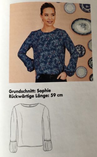 Der Schnitt von Milliblu's. Ohne Tasche oder abgesetzten Teilen. Die Ärmel haben Vollants an den Ärmelsäumen.